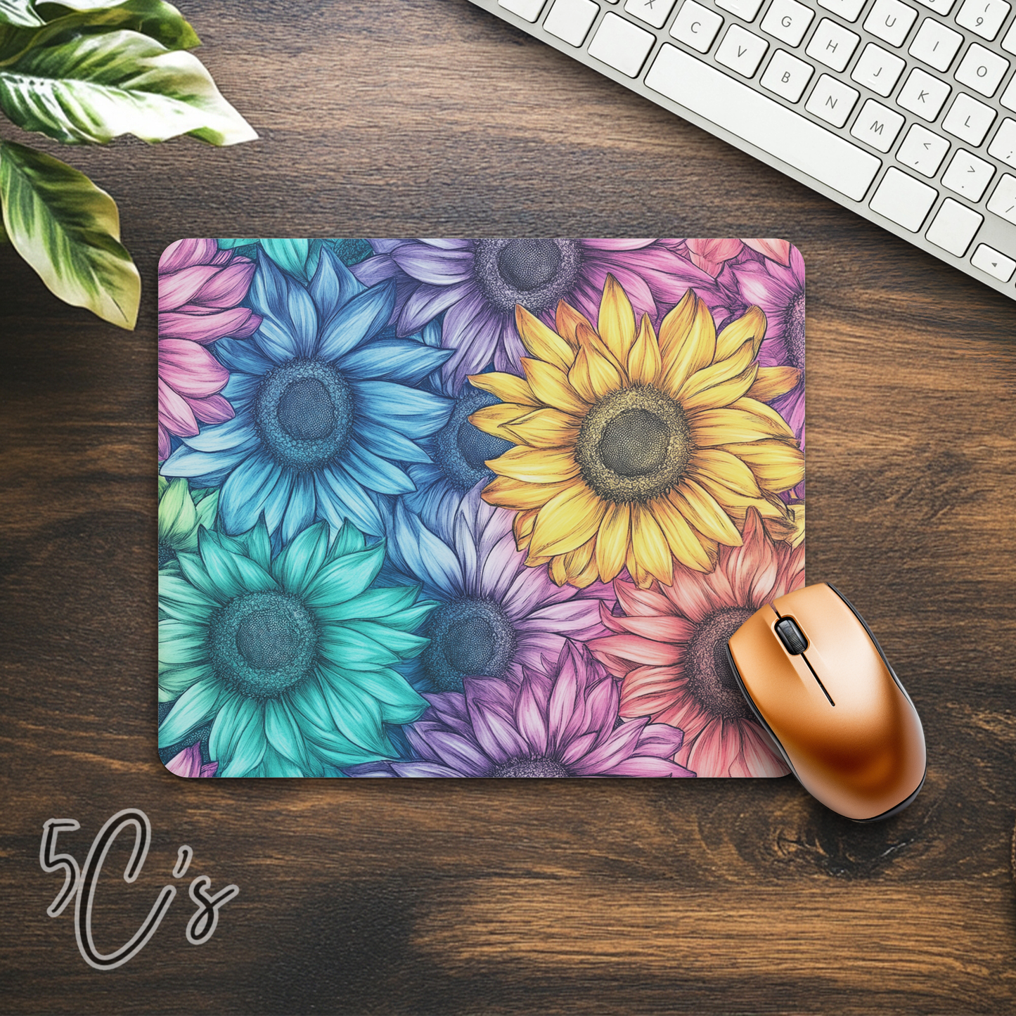 Rainbow Flowers Mouse Pad
