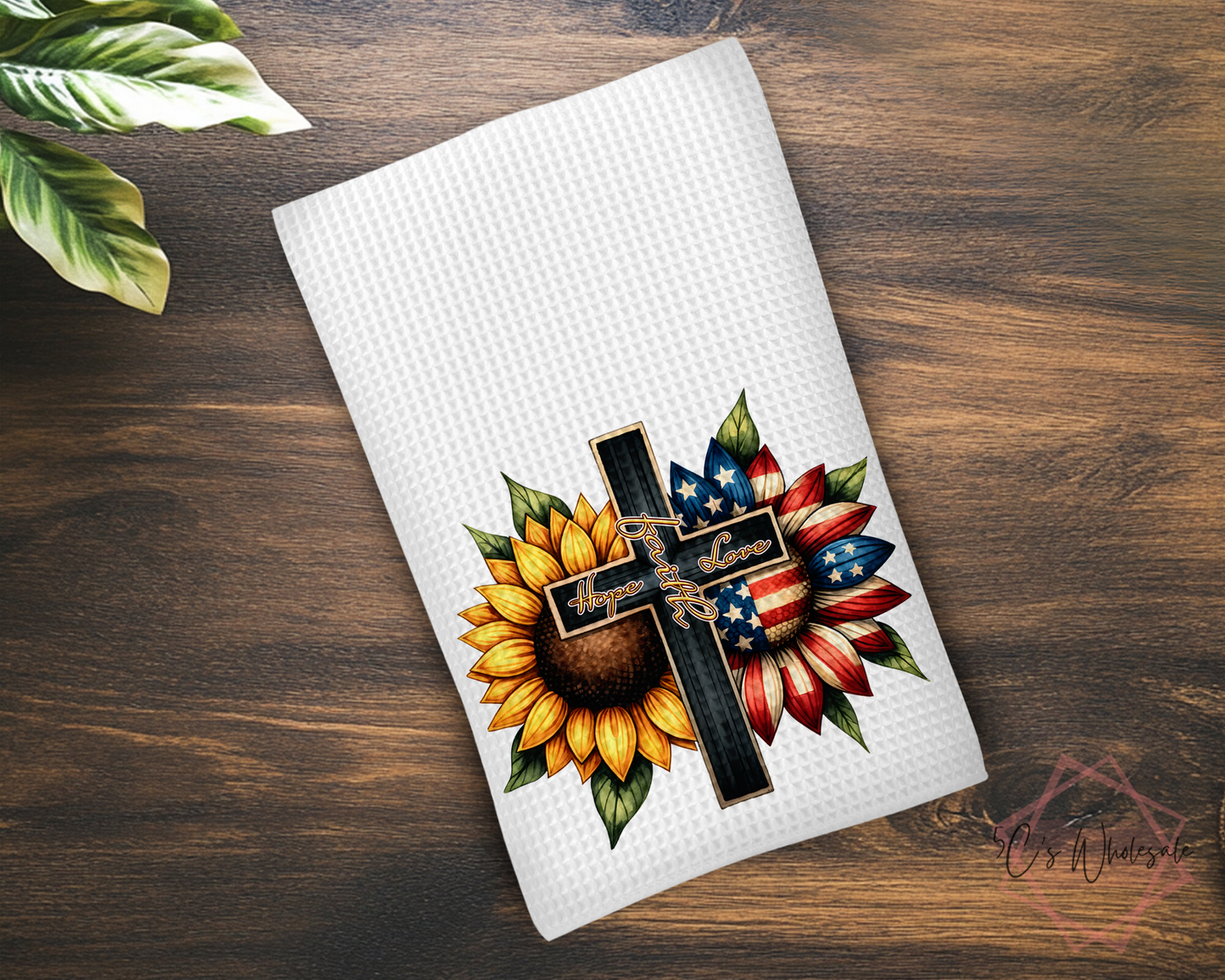 Hope Faith Love Sunflowers Dish Towel