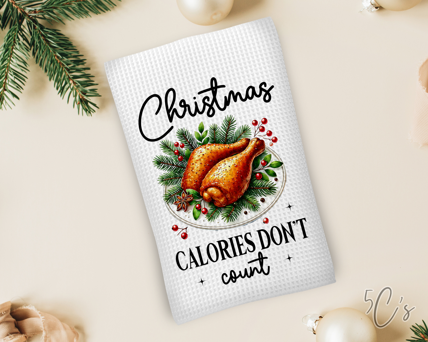 Christmas Calories Don’t Count Dish Towel
