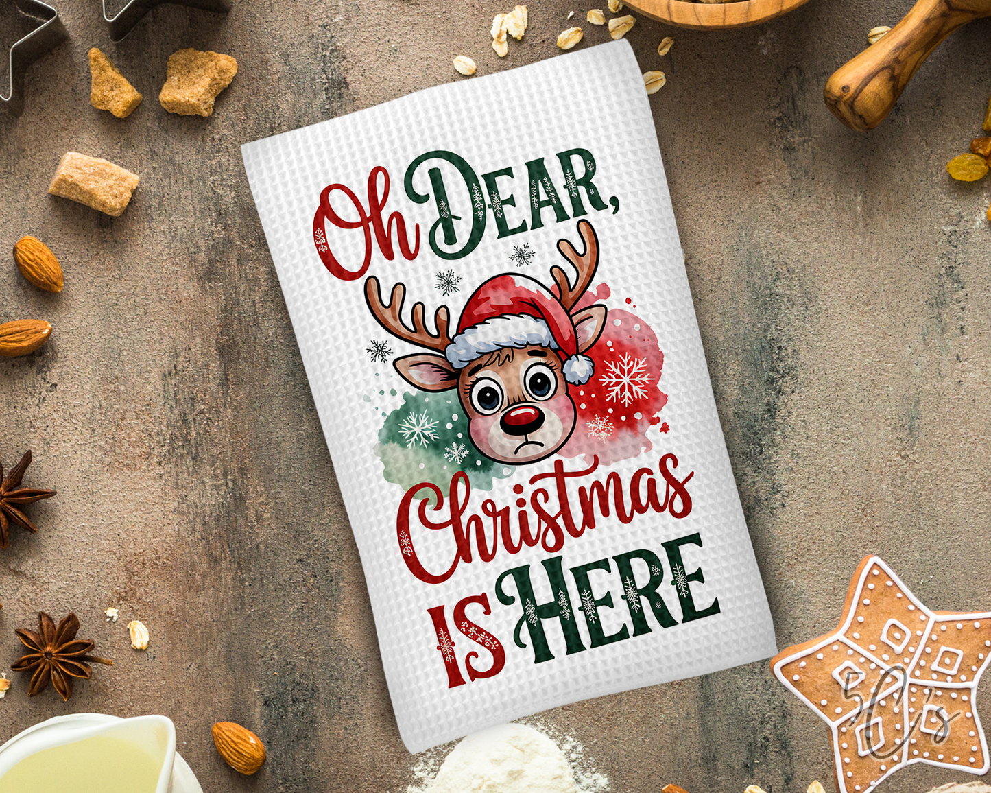 Christmas is Here Dish Towel
