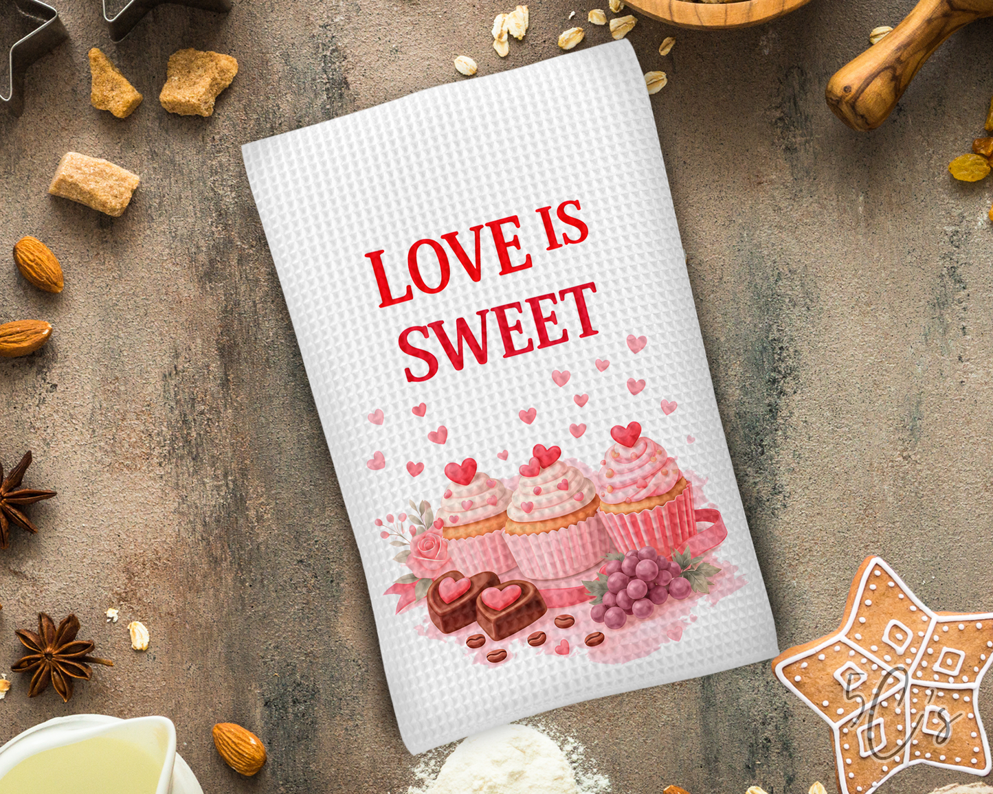 Love Is Sweet Pink Dish Towel