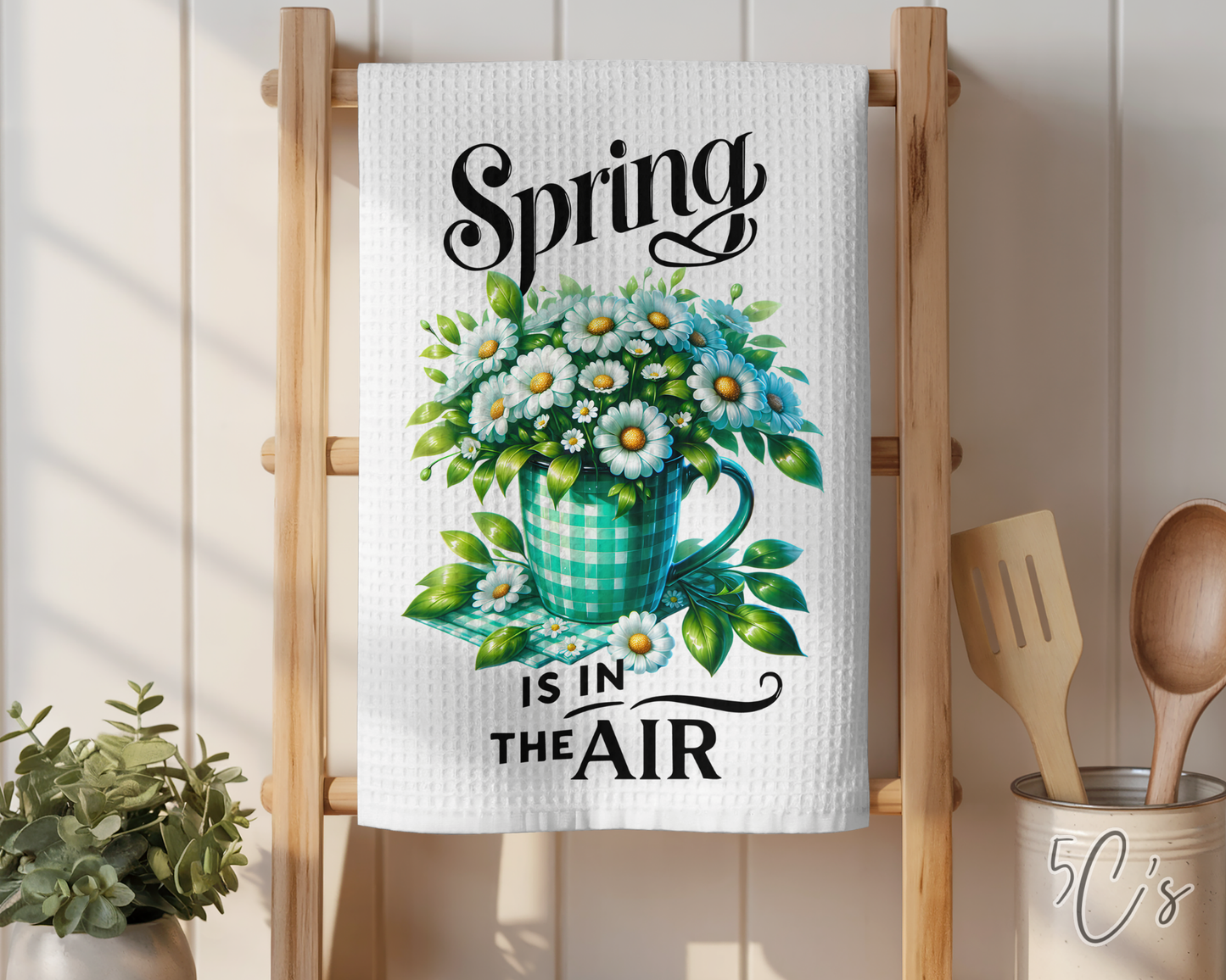Spring Is In The Air Daisies Dish Towel