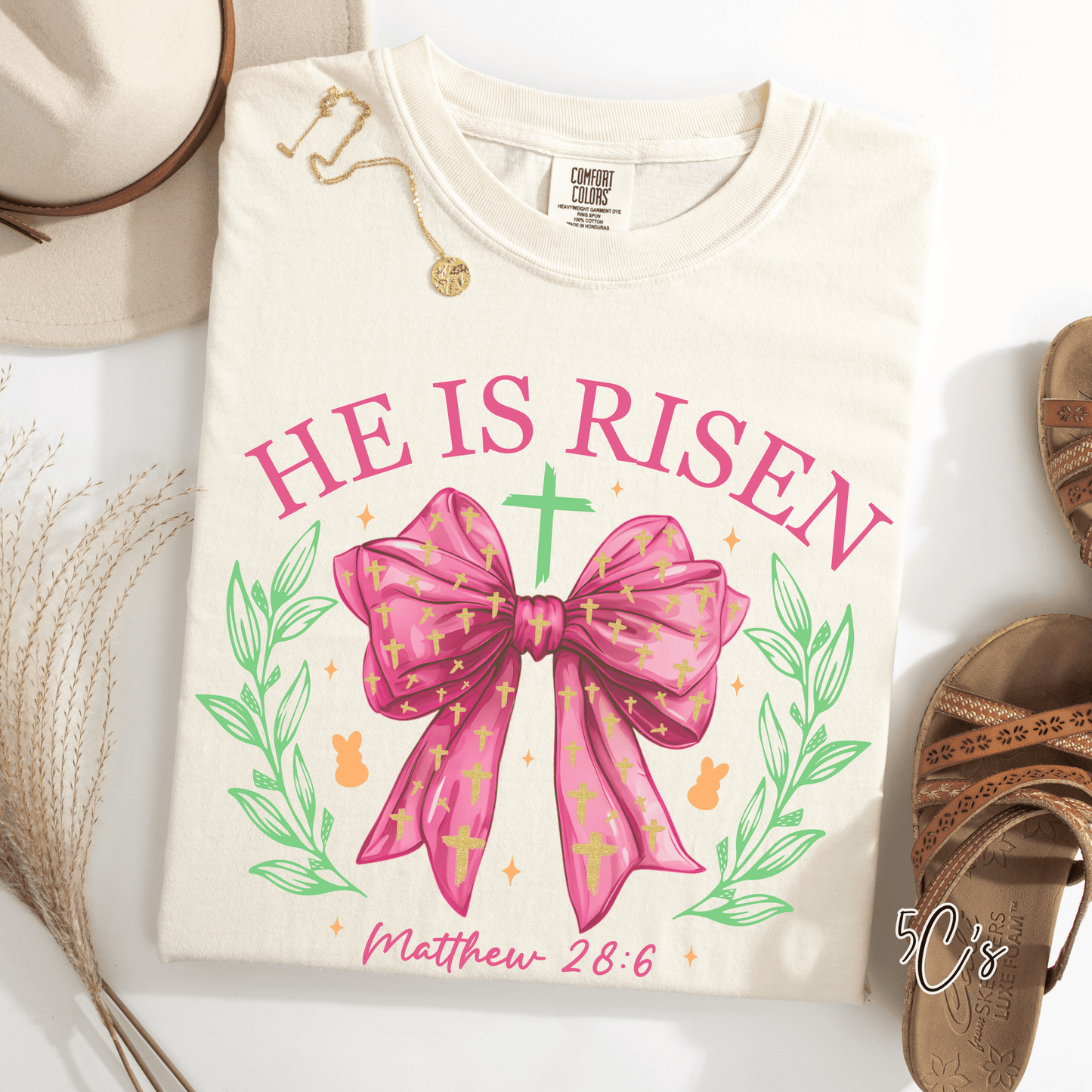 He Is Risen Coquette Bow Graphic Tee