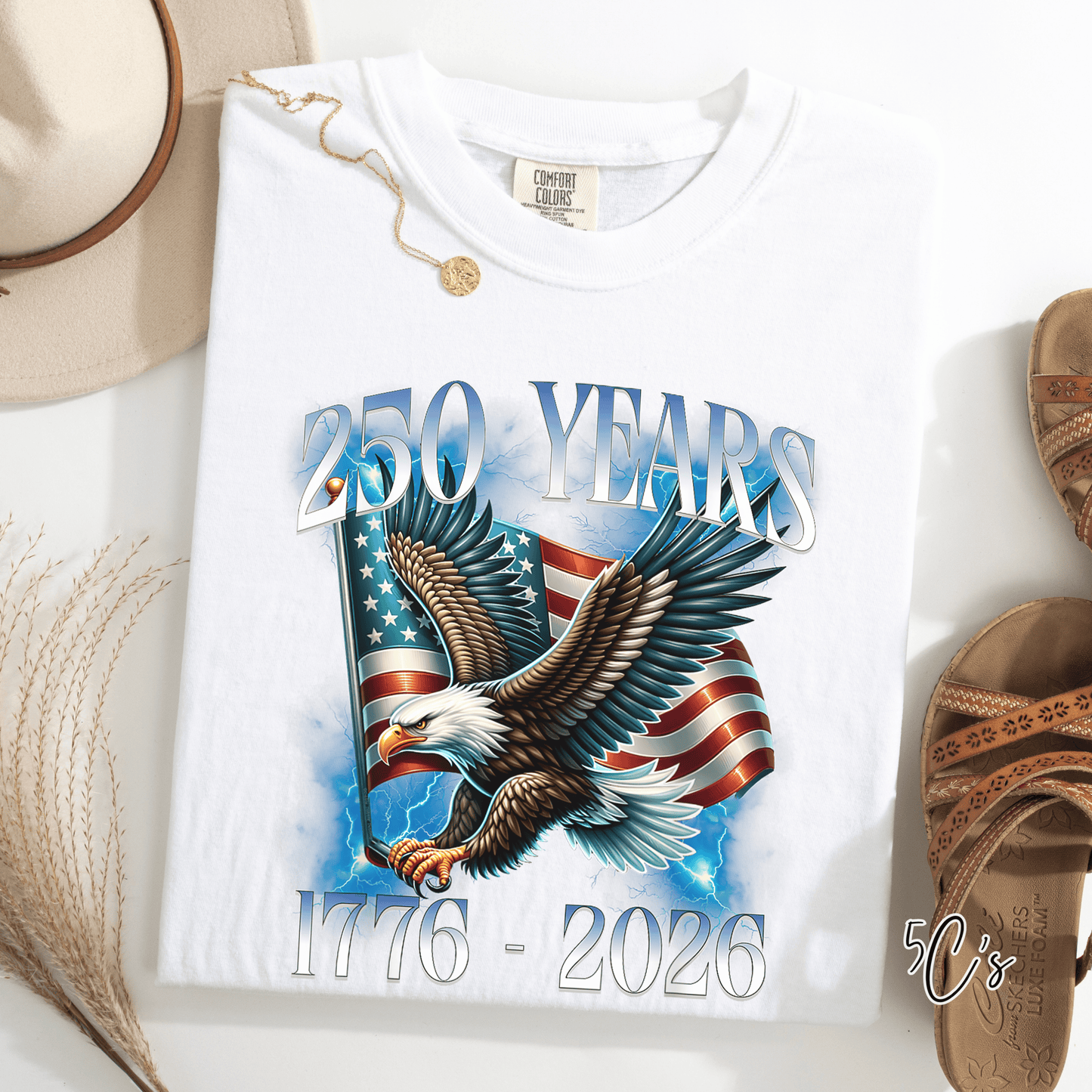 250 Years Blue Eagle Flag Graphic Tee