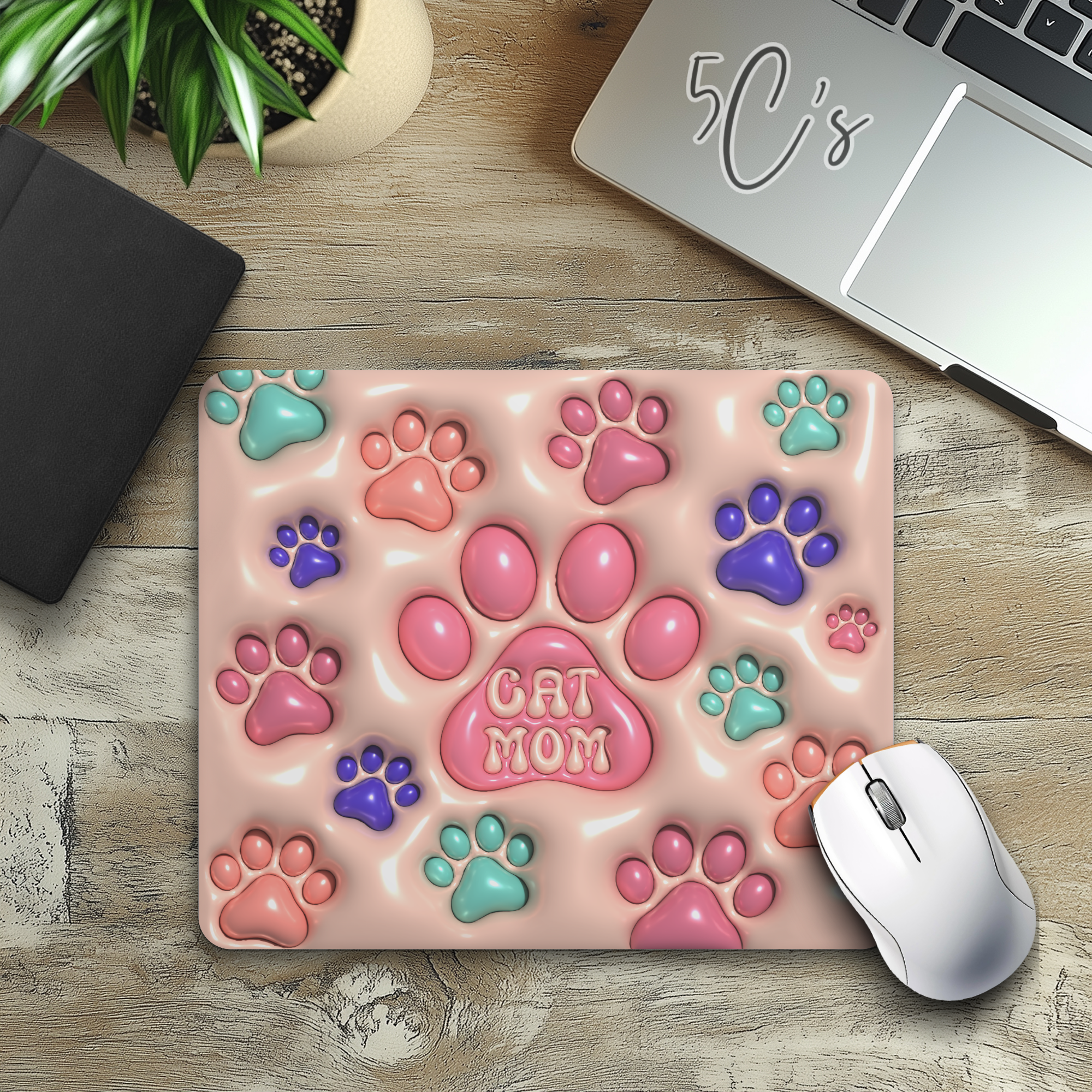 3D Inflated Cat Mom Mouse Pad