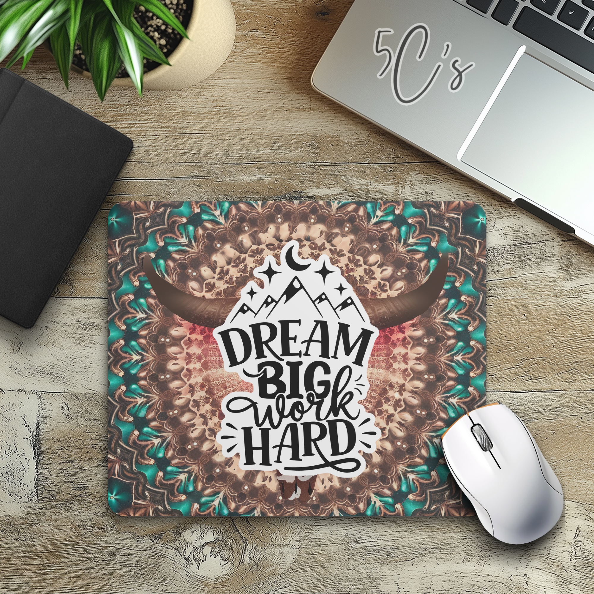 Western Dream Big Work Hard Mouse Pad