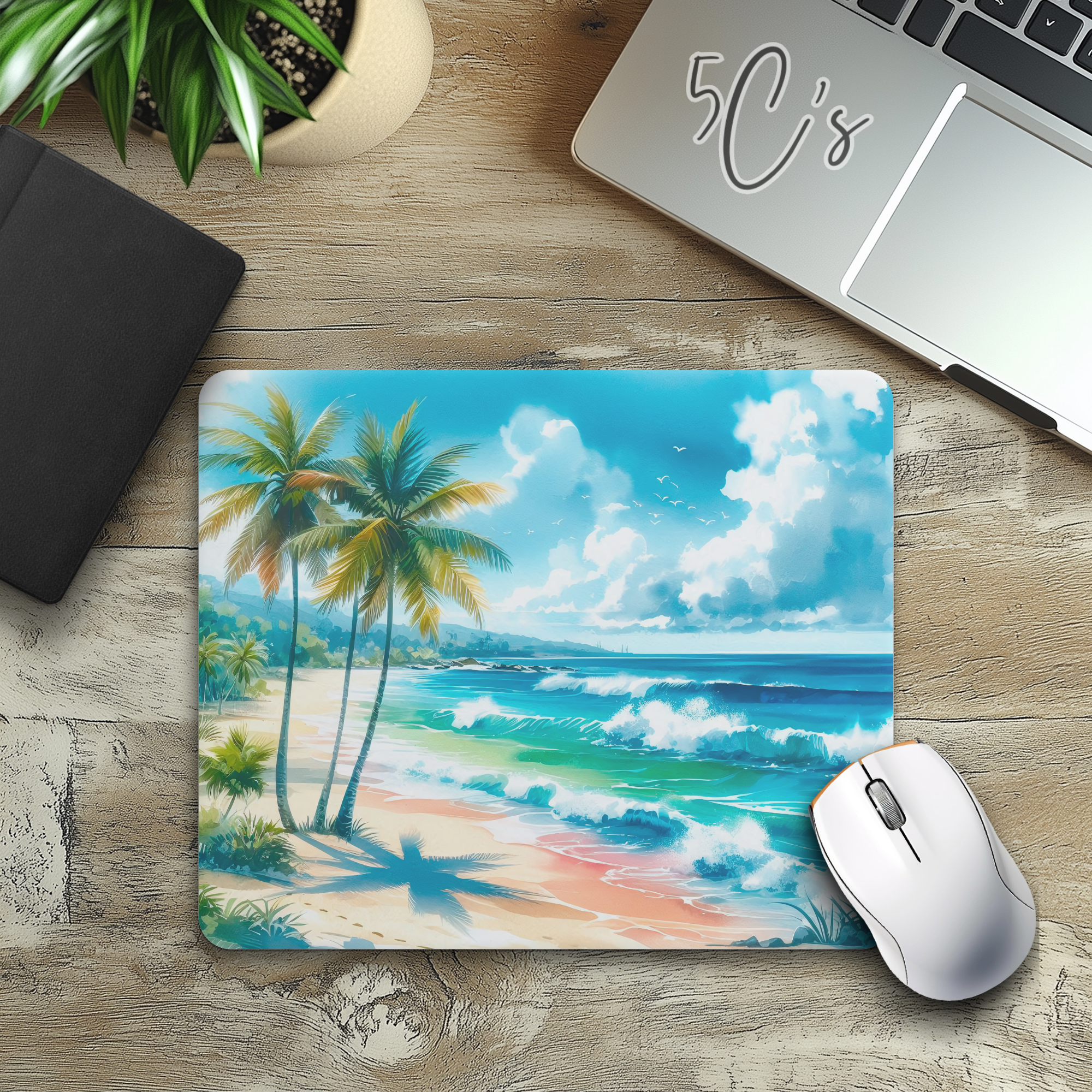 Sunny Tropical Beach Mouse Pad