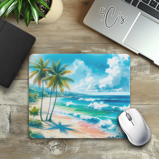 Sunny Tropical Beach Mouse Pad