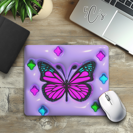 3D Puff Purple Butterfly Mouse Pad