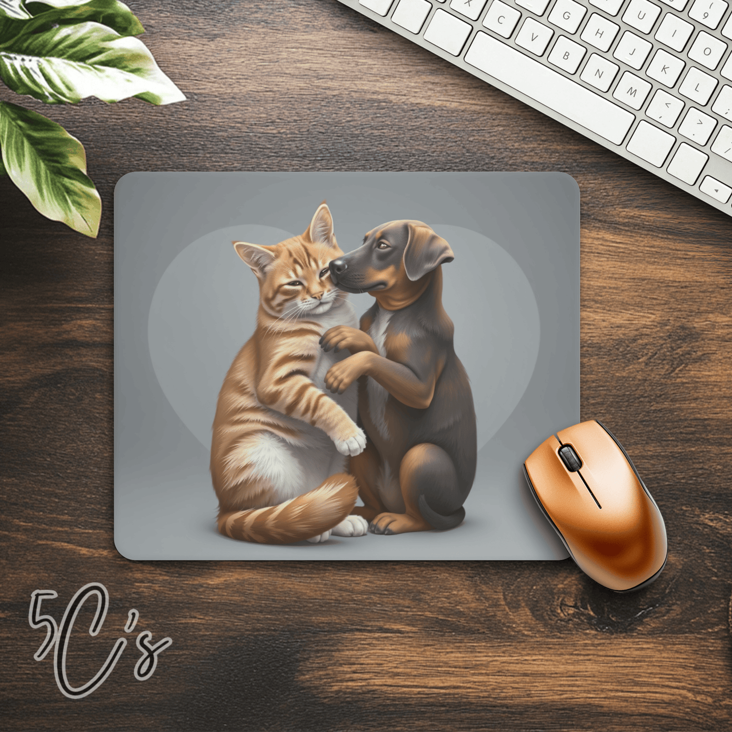 Cat & Dog Love Mouse Pad