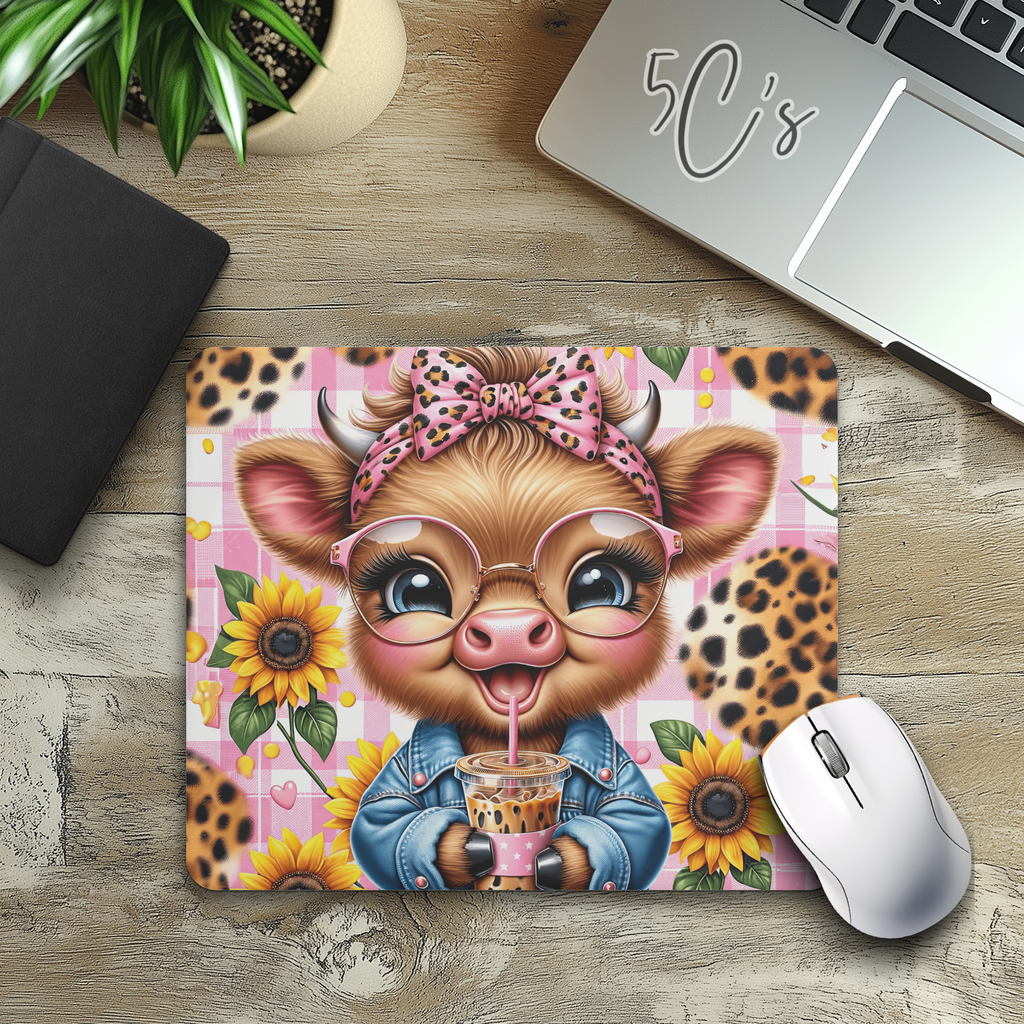 Baby Highland Cow Leopard Mouse Pad