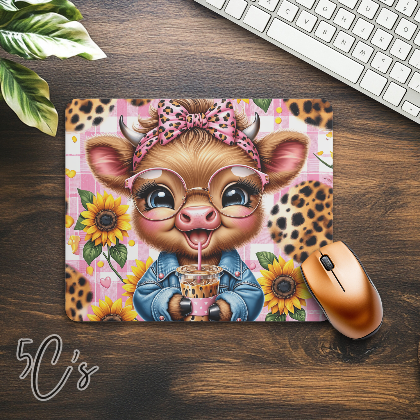Baby Highland Cow Leopard Mouse Pad