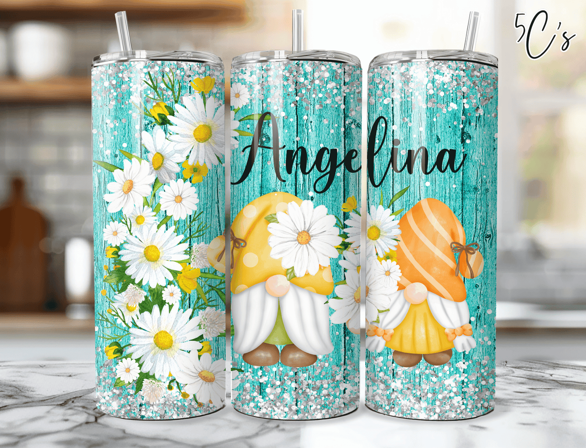 Daisy Gnomes Custom Name Tumbler