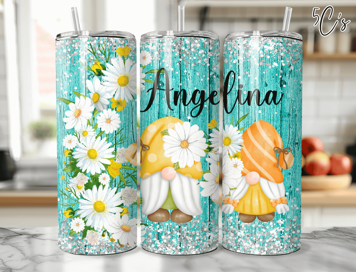 Daisy Gnomes Custom Name Tumbler