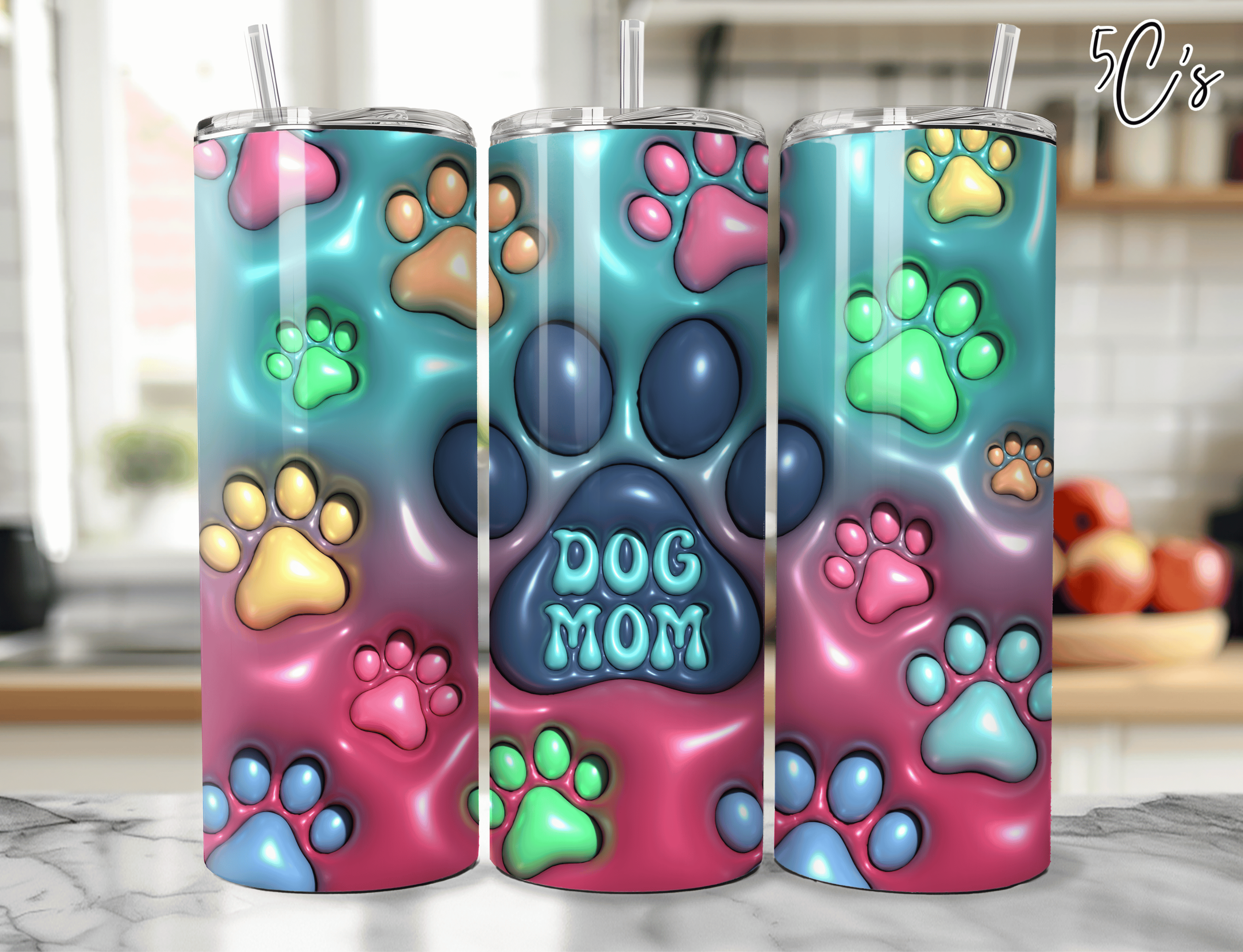 3D Inflated Dog Mom Tumbler