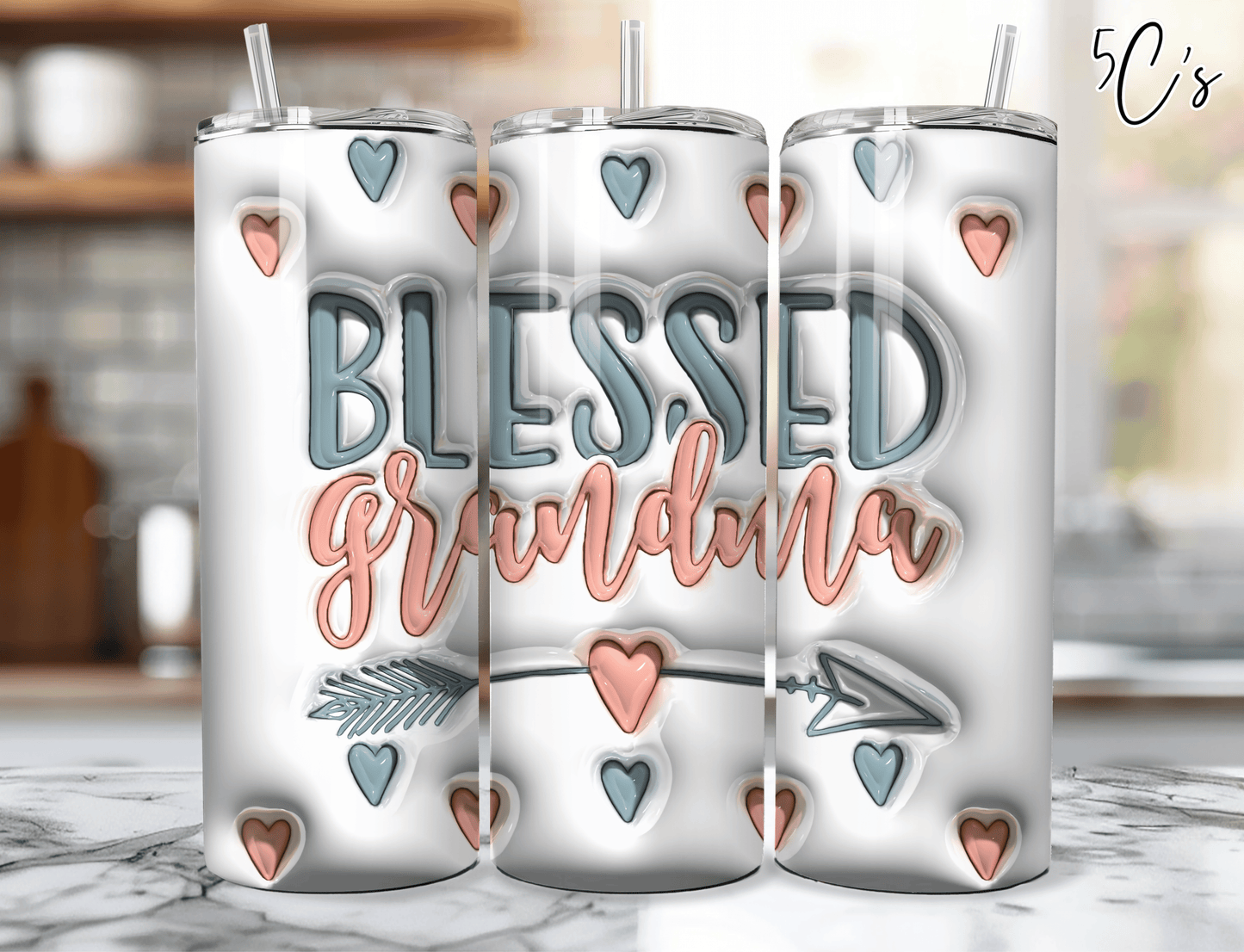 3D Inflated Blessed Grandma Tumbler