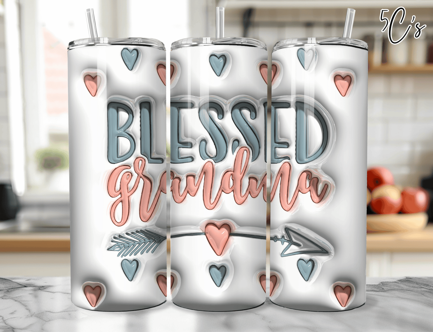 3D Inflated Blessed Grandma Tumbler