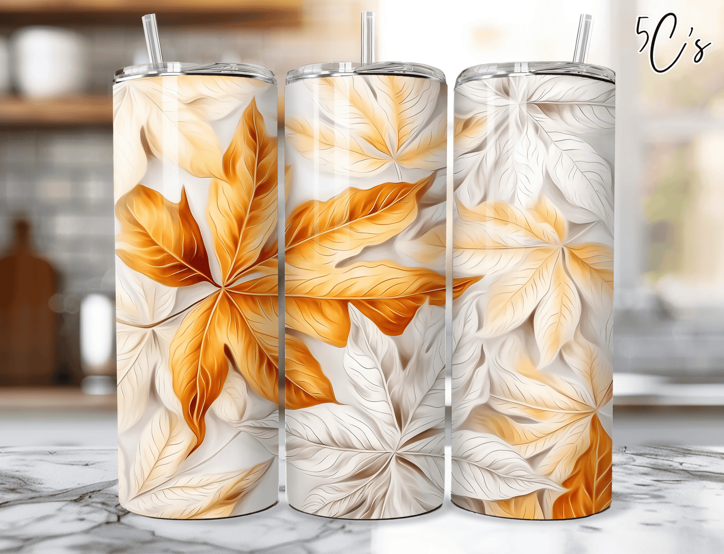 3D Fall Leaves Tumbler