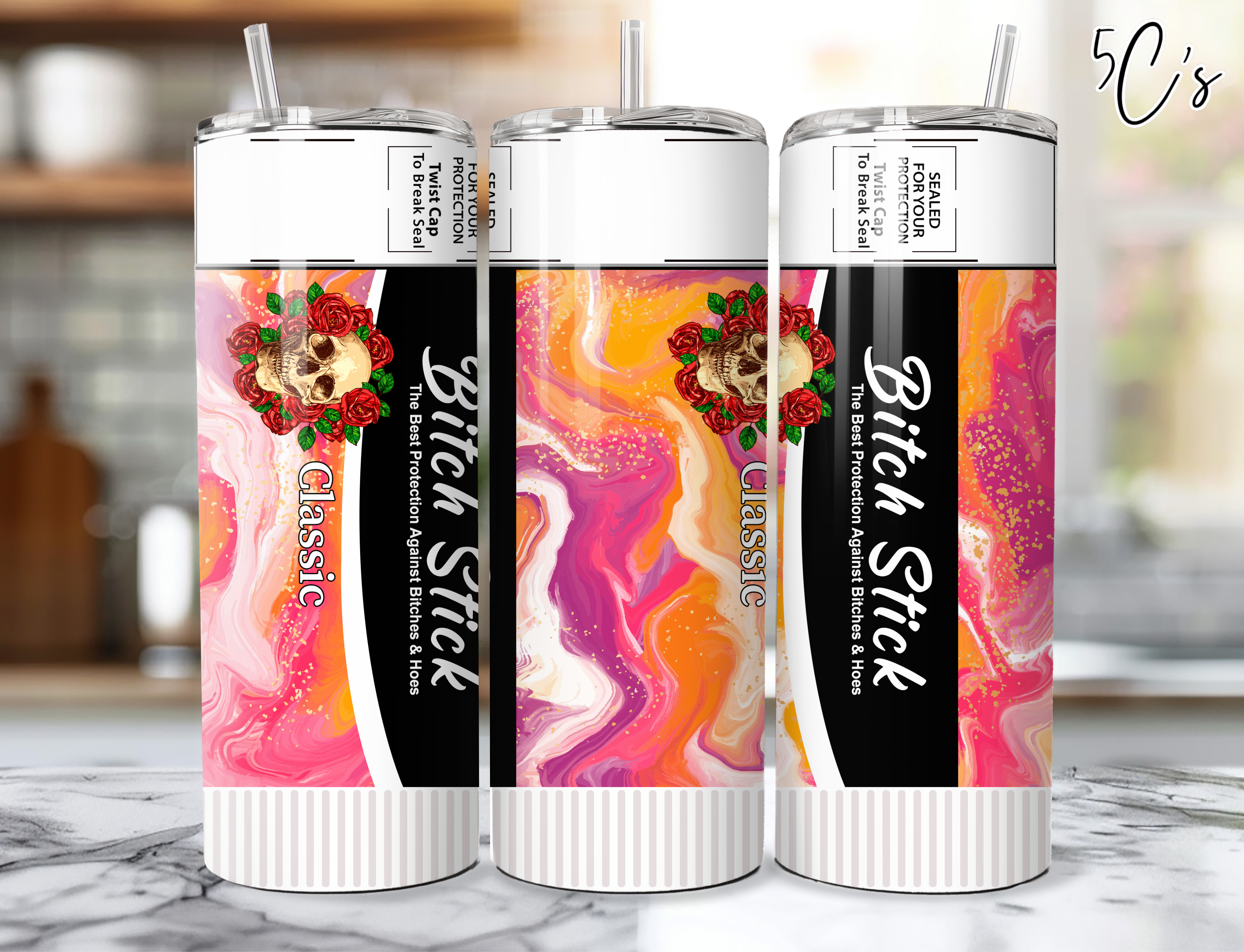 Bitch Stick Skull Tumbler