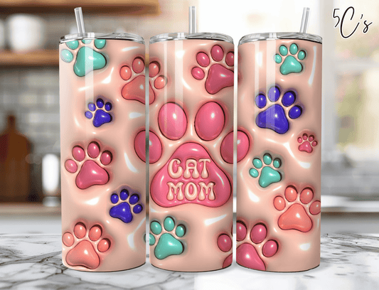 3D Inflated Cat Mom Tumbler