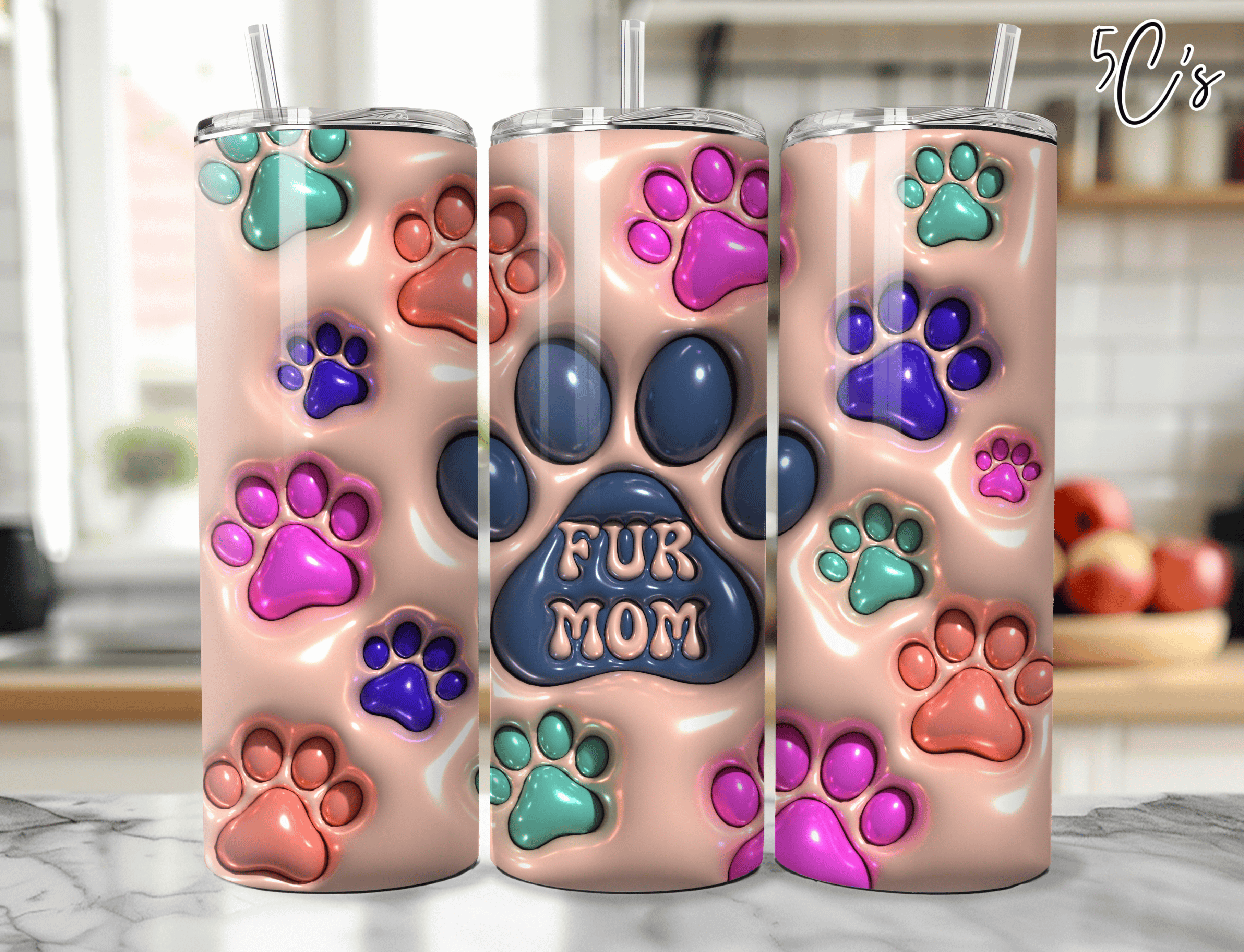 3D Inflated Fur Mom Tumbler