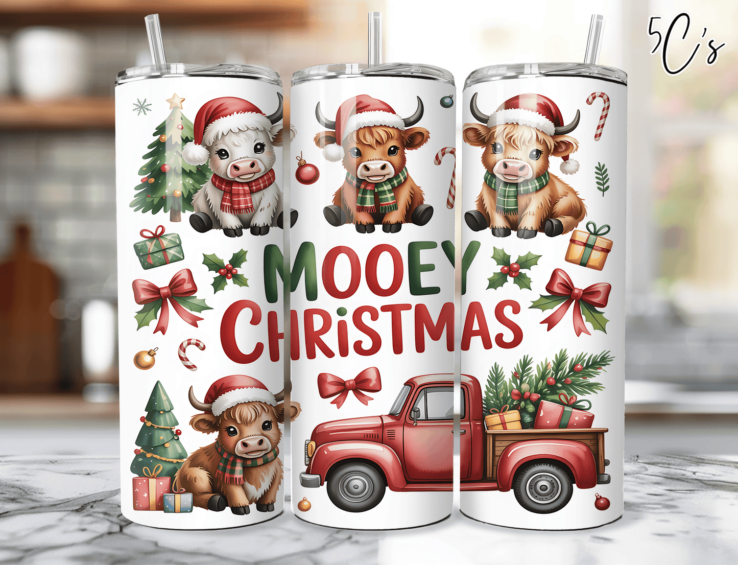 Winter Highland Cows Christmas Tumbler