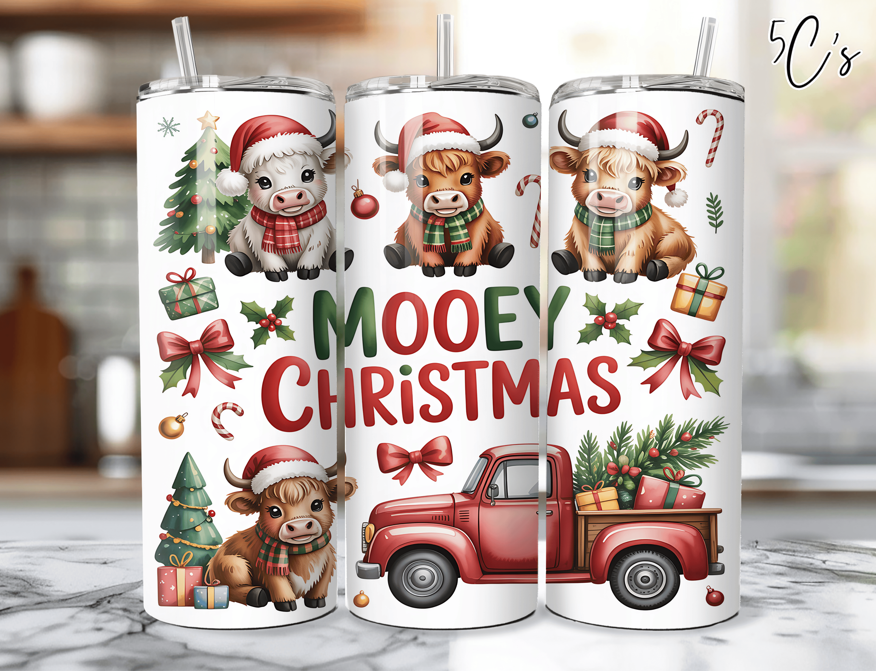 Winter Highland Cows Christmas Tumbler