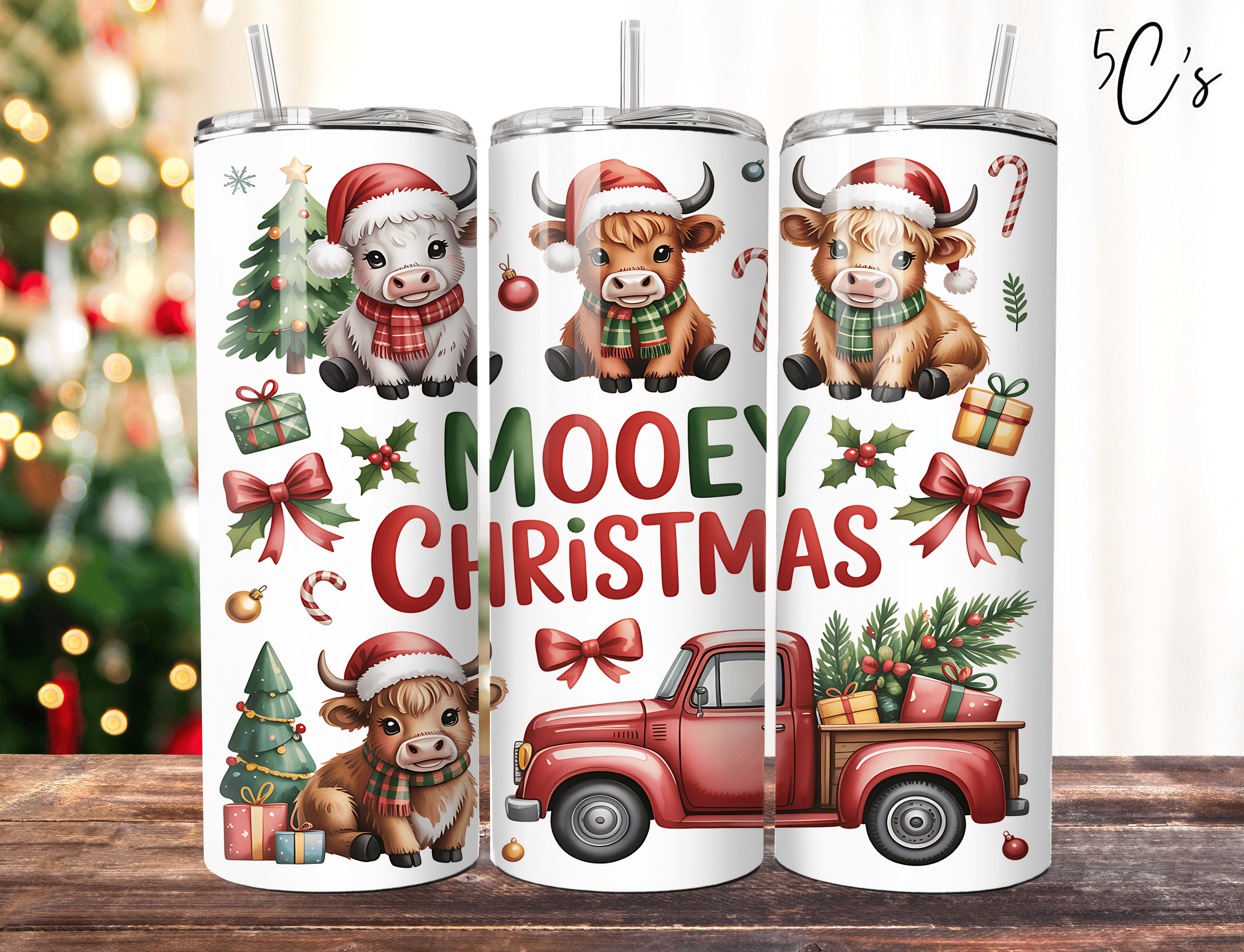 Winter Highland Cows Christmas Tumbler