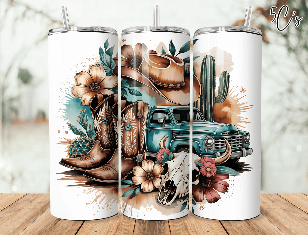 Western Blue Truck Tumbler