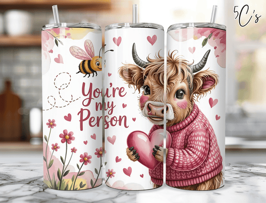 You're My Person Highland Cow Tumbler