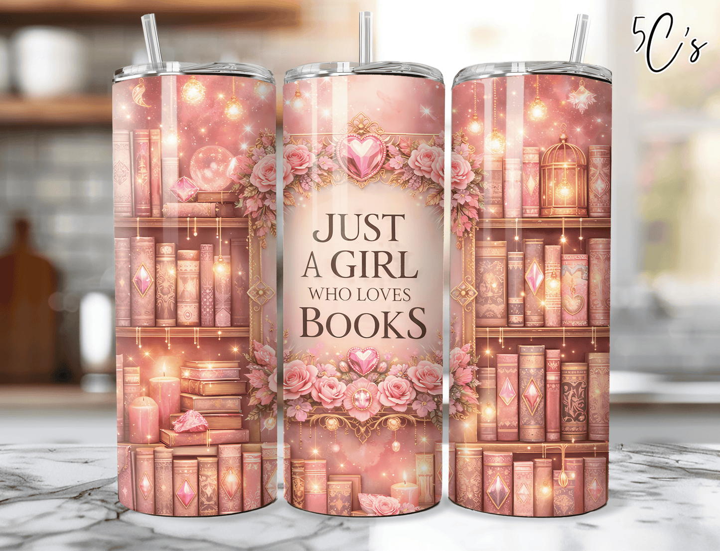 Just A Girl Who Loves Books Pink Tumbler