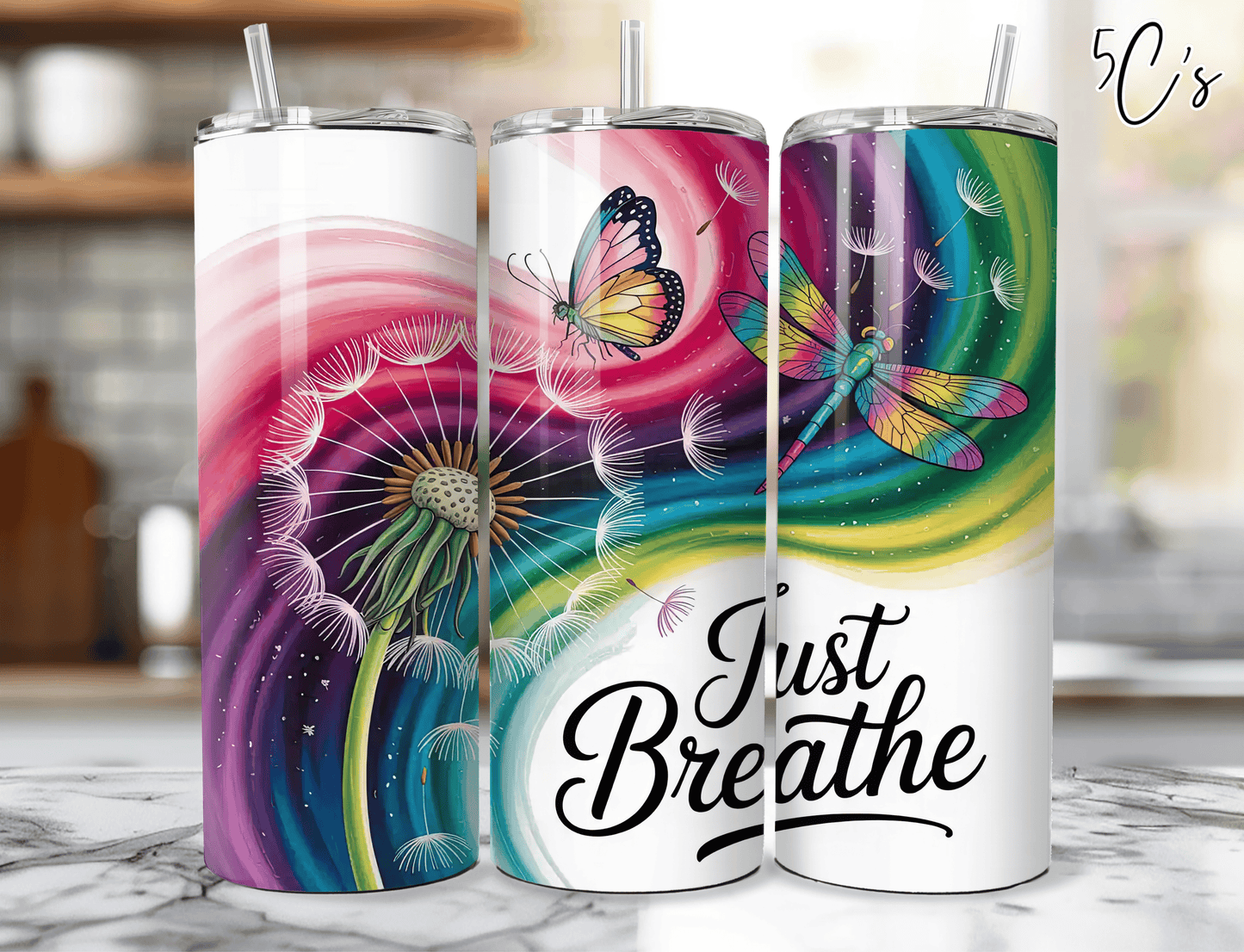 Just Breathe Rainbow Tumbler