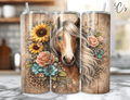 Horse Sunflower Floral Tumbler