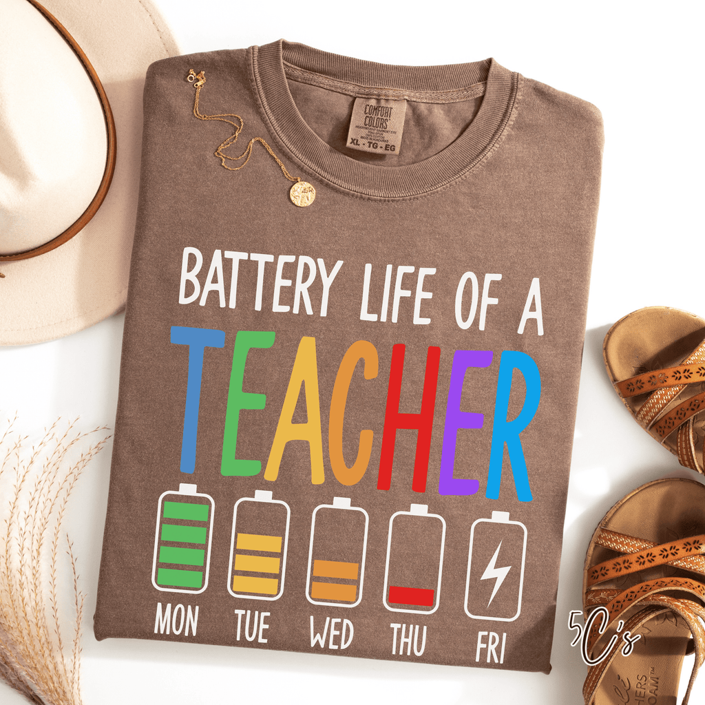 Battery Life Of A Teacher Graphic Tee