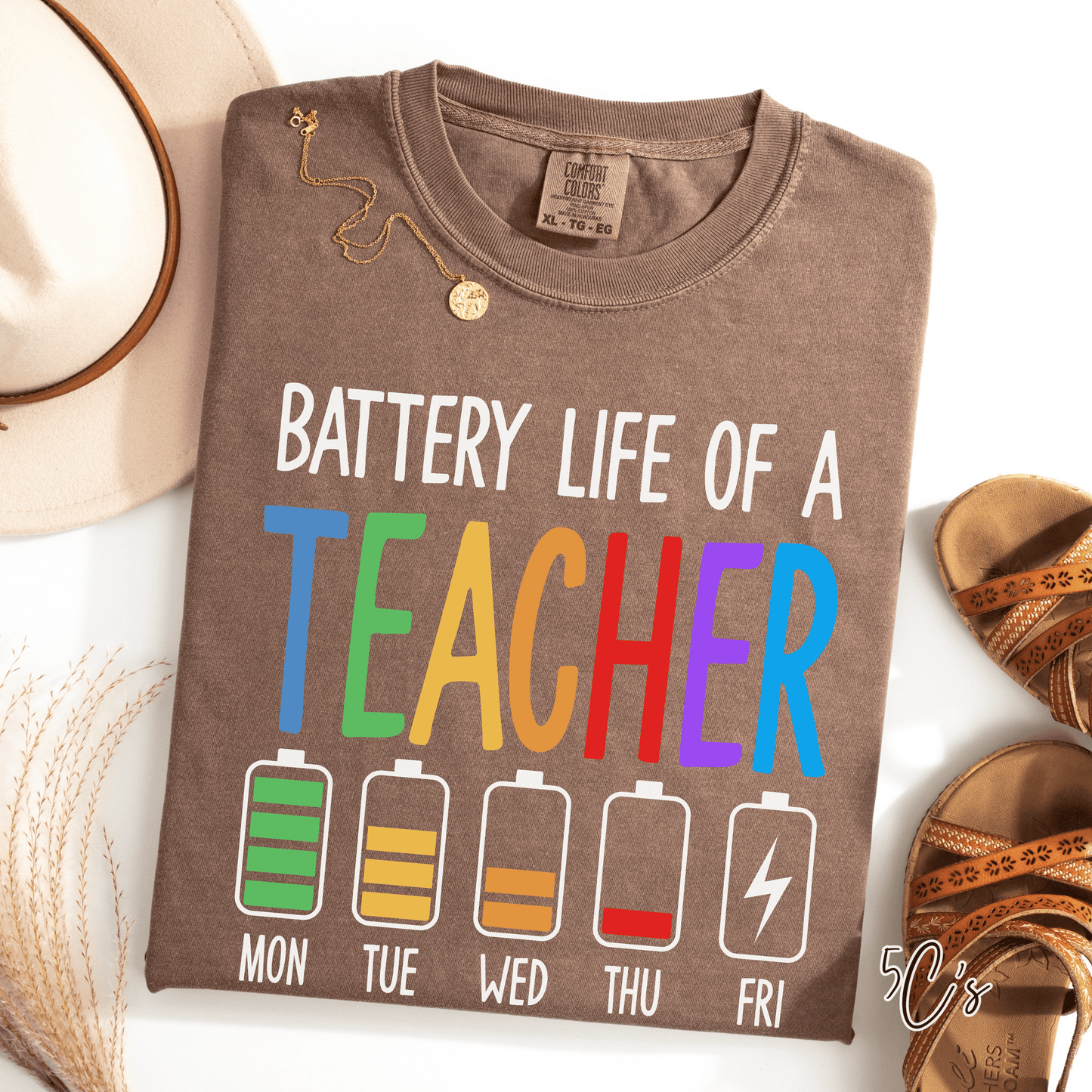 Battery Life Of A Teacher Graphic Tee