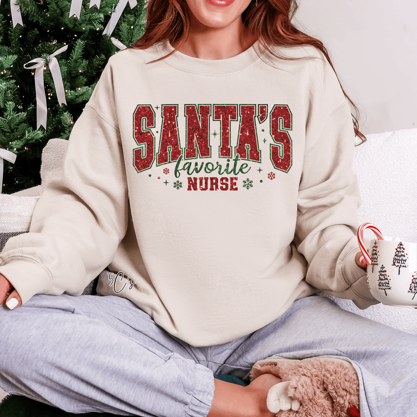 Santas Favorite Nurse Red Sweatshirt