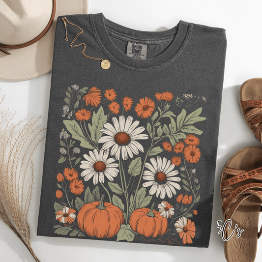 Boho Fall Floral Pumpkin Graphic Tee