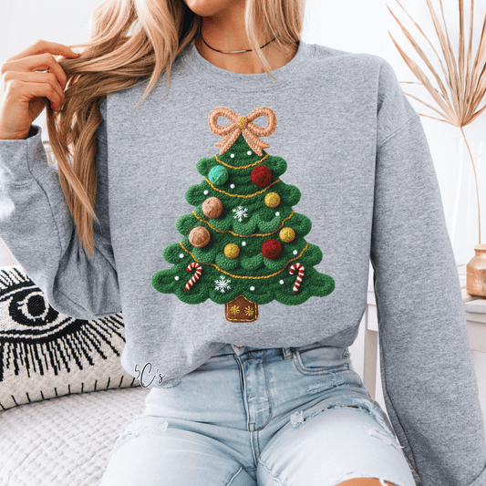 Faux Yarn Christmas Tree Sweatshirt