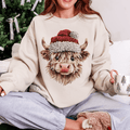 Faux Crochet Christmas Highland Cow Sweatshirt