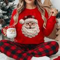 Crochet Faux Yarn Santa Sweatshirt