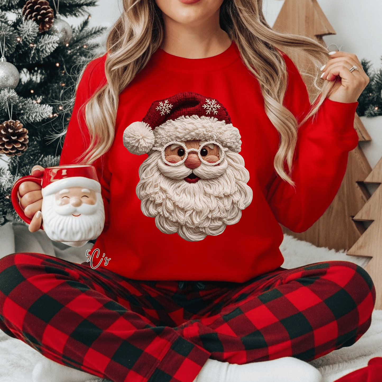 Crochet Faux Yarn Santa Sweatshirt