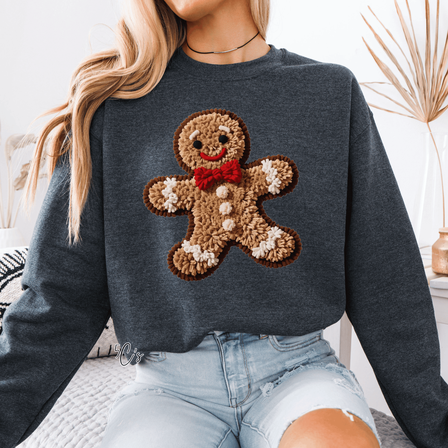 Latch Hook Faux Yarn Gingerbread Sweatshirt