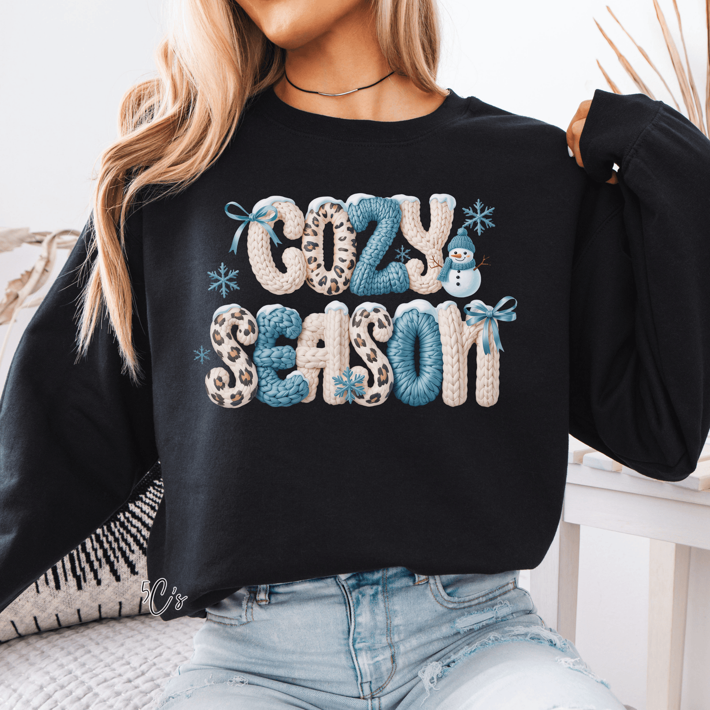 Faux Yarn Blue Cozy Season Sweatshirt