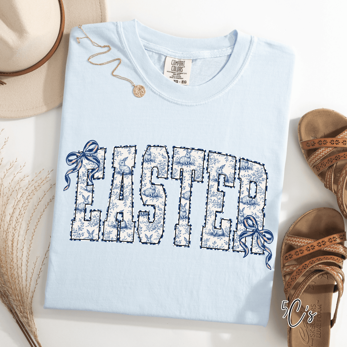 Blue Toile Easter Graphic Tee