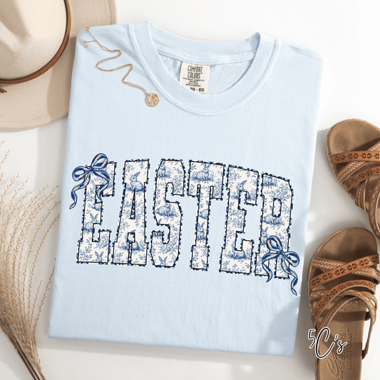Blue Toile Easter Graphic Tee