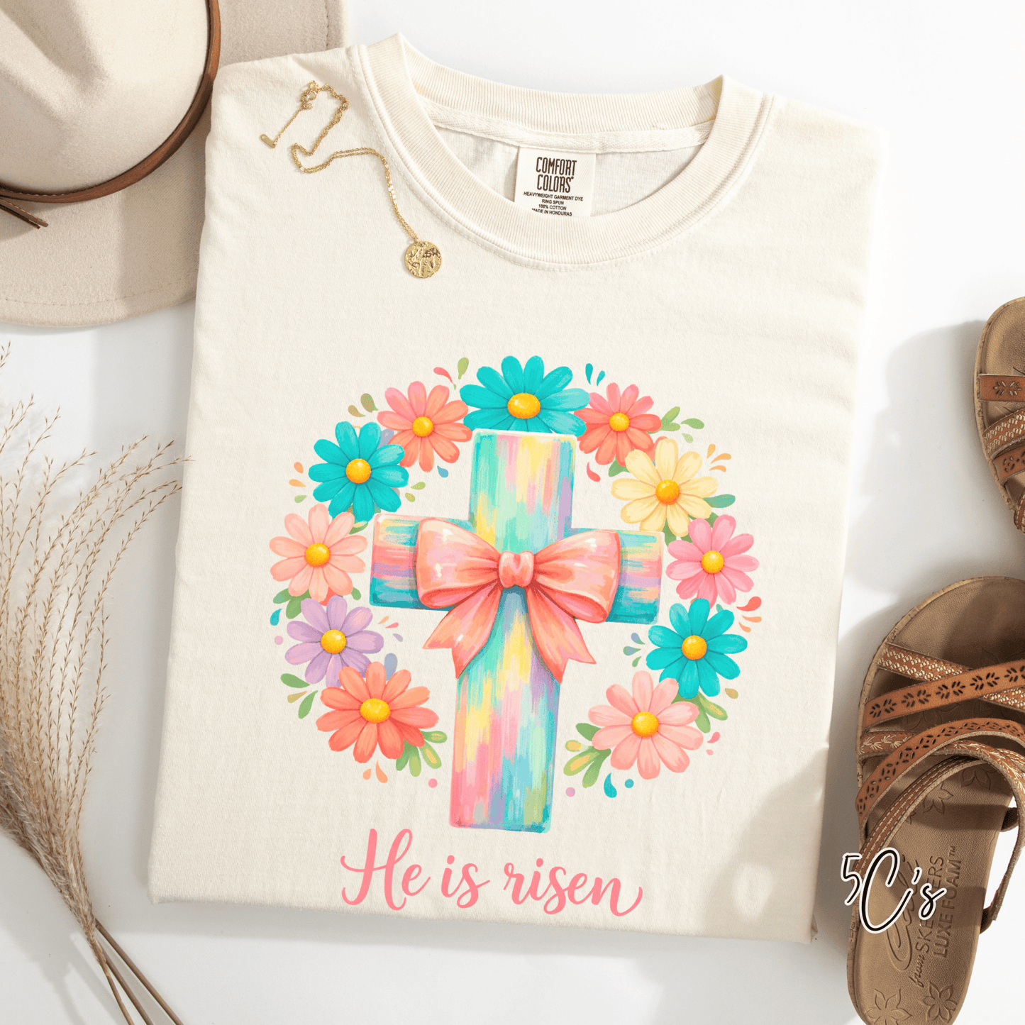 Boho Easter He is Risen Graphic Tee