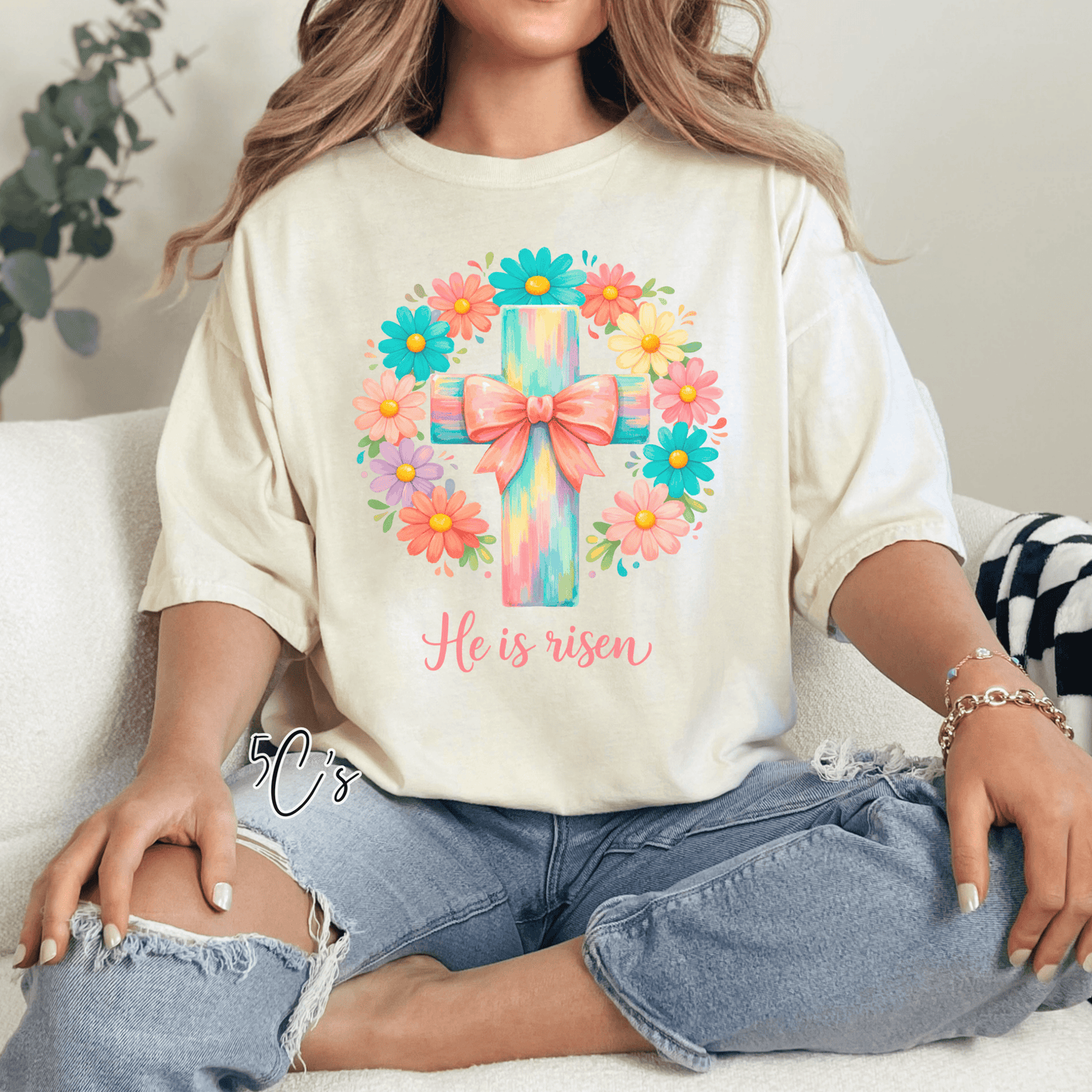 Boho Easter He is Risen Graphic Tee