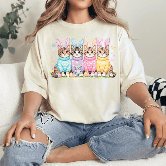 Bunny Ears Cute Easter Cats Graphic Tee