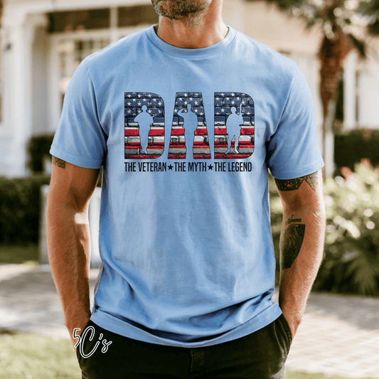Dad Veteran Myth Legend Flag Brick Graphic Tee