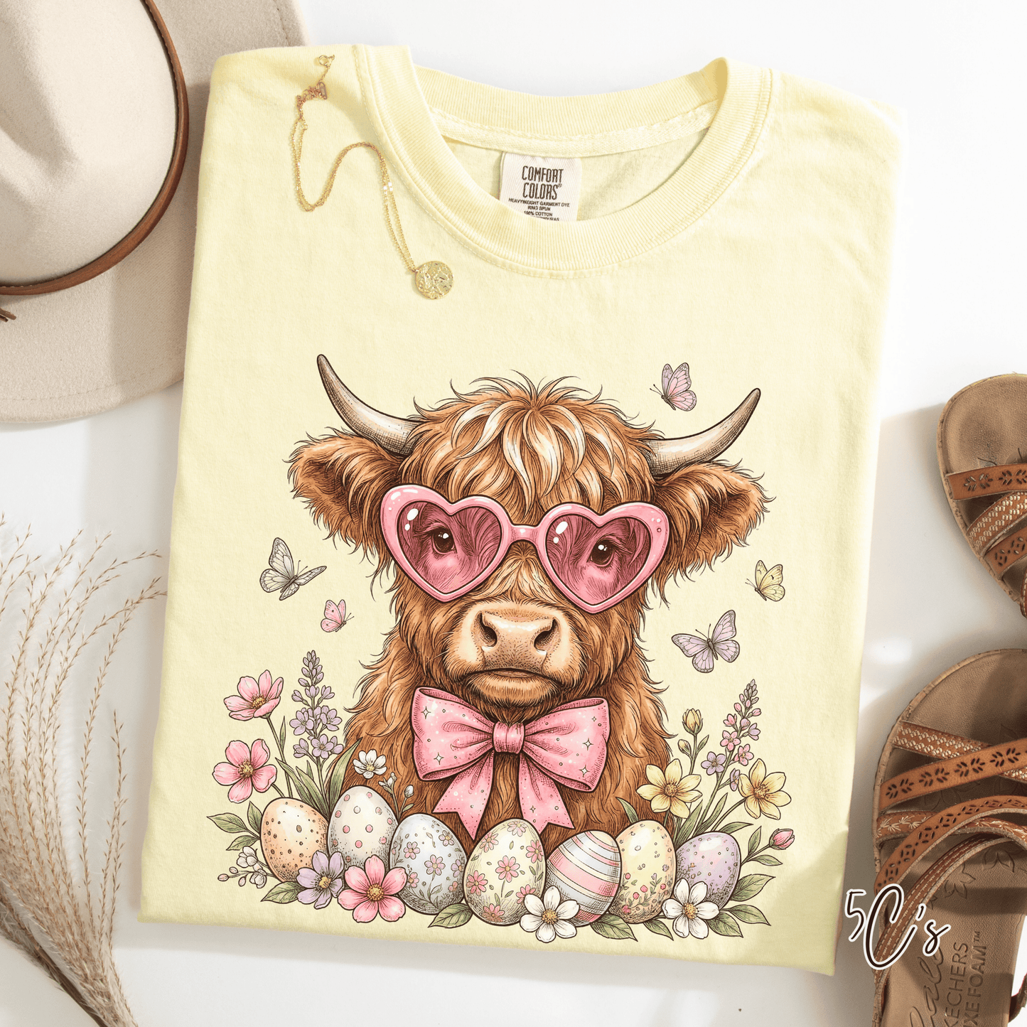 Easter Day Highland Cow Graphic Tee